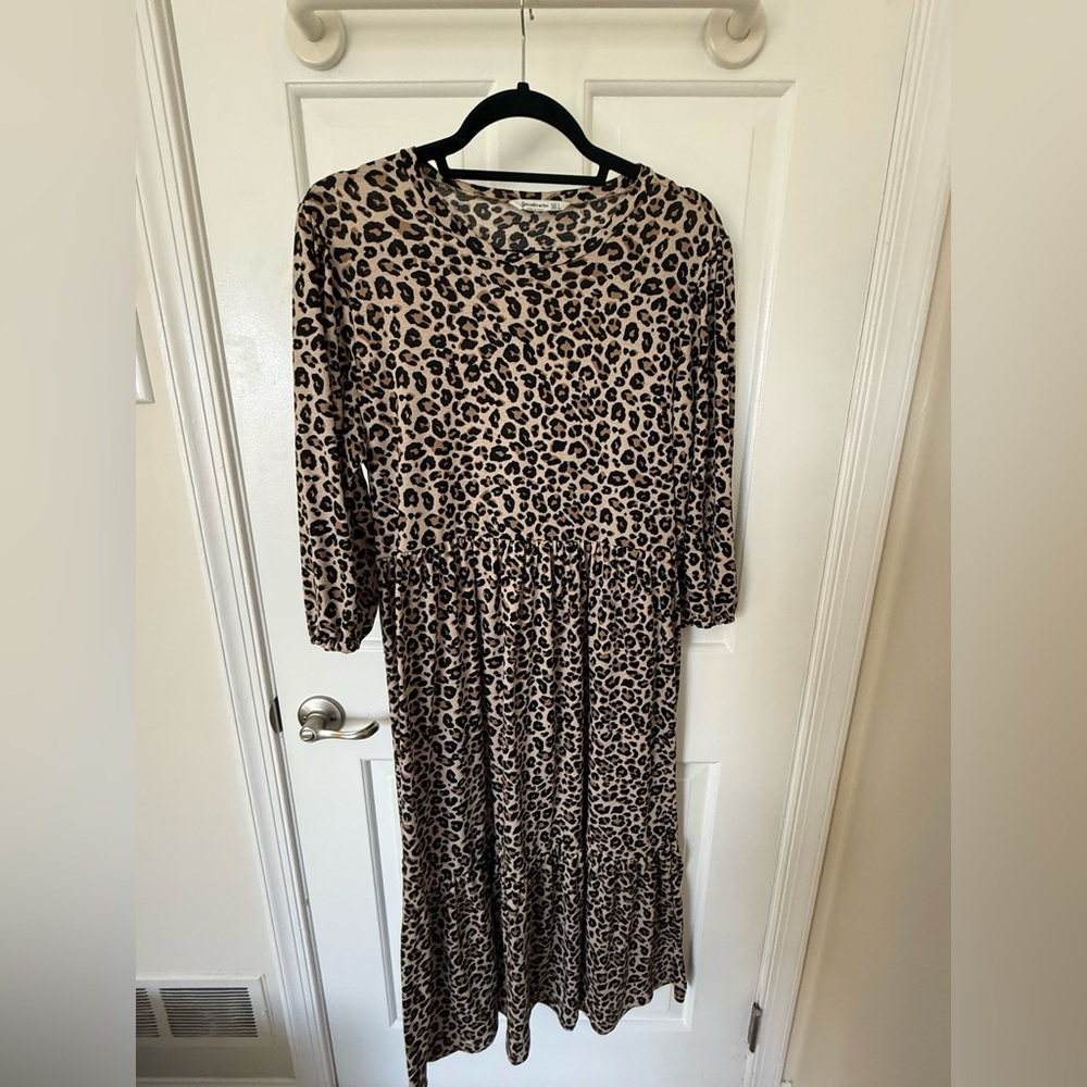 Stradivarius Leopard Print Midi Dress